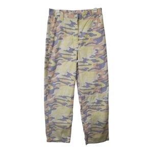 Topshop Womens pastel camo Cargo pants Size 8 High Rise Wide Leg New